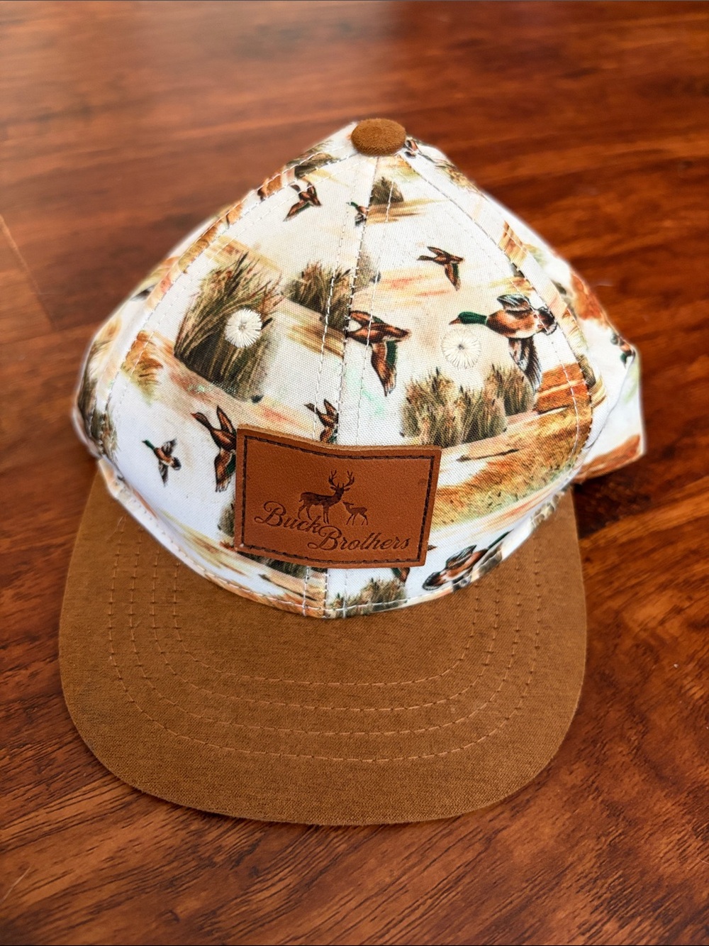 Brother Kids Duck-Scene Cap in Brown and Cream